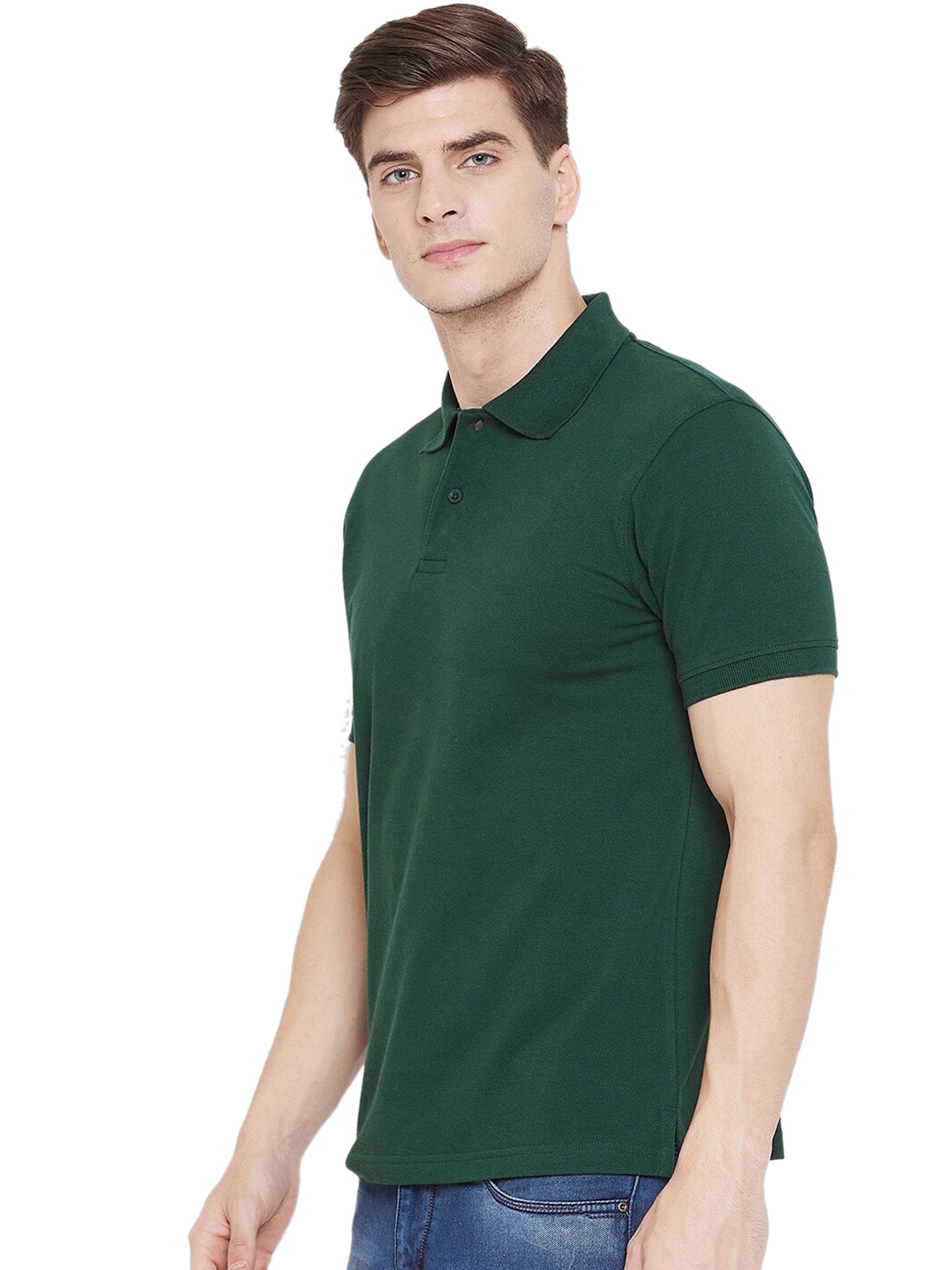 Cotton Blend Solid Half Sleeves Mens Polo Neck T-Shirt (Pack of 4)