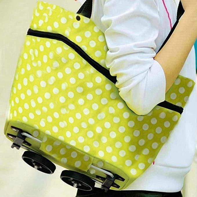 Foldable Shopping Trolley Bag with Wheels Folding Travel Luggage Bag/Vegetable, Grocery, Shopping Trolley Carry Bag (Multi color)