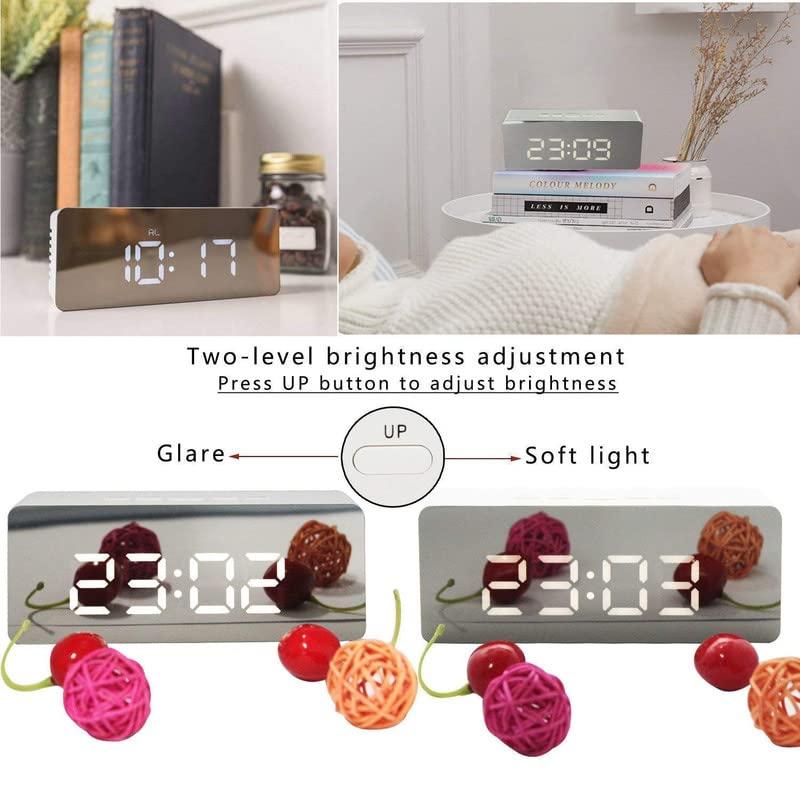 Digital LED Mirror Alarm Clock with Date, Temperature and Snooze Function