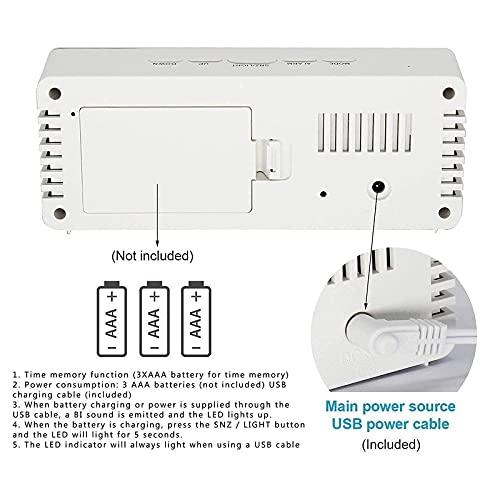 Digital LED Mirror Alarm Clock with Date, Temperature and Snooze Function