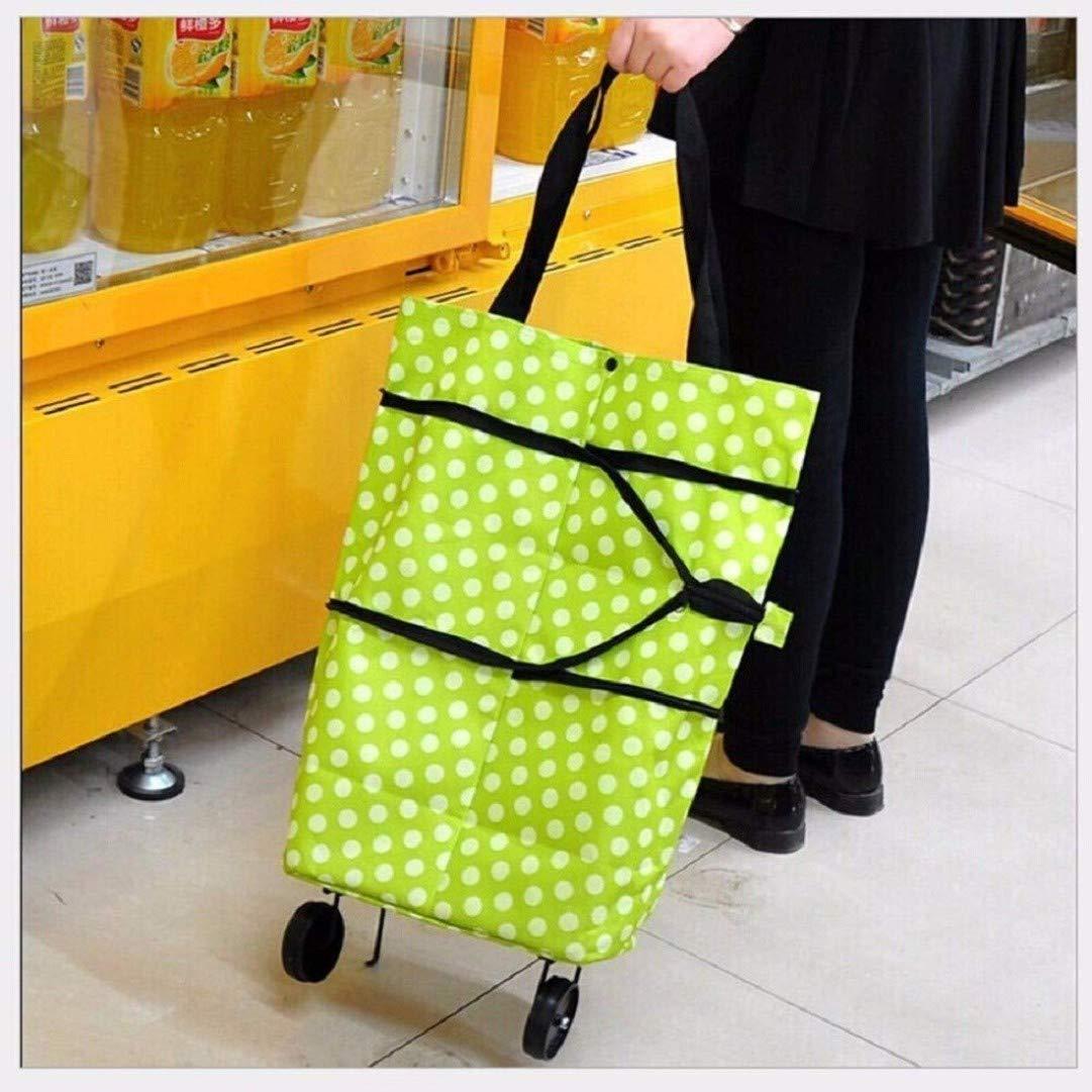 Foldable Shopping Trolley Bag with Wheels Folding Travel Luggage Bag/Vegetable, Grocery, Shopping Trolley Carry Bag (Multi color)